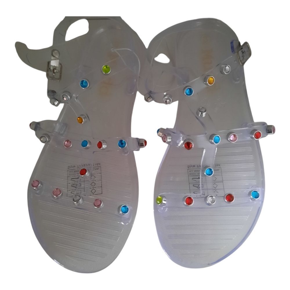 Mudd Colorful Beaded Clear Jelly Sandals